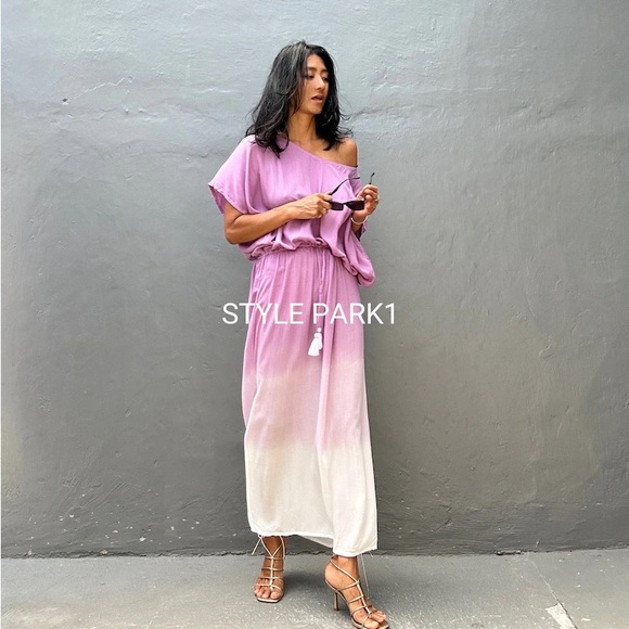STYLE PARK MAXI KAFTAN DRESS - BNWT - ONE SIZE - PINK/CREAM OMBRE - Picture 7 of 11